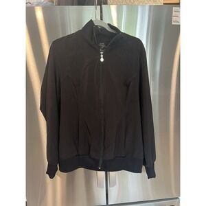Cherokee Infinity Women's Zip Front Jacket Black Scrub Jacket Size Large Stretch